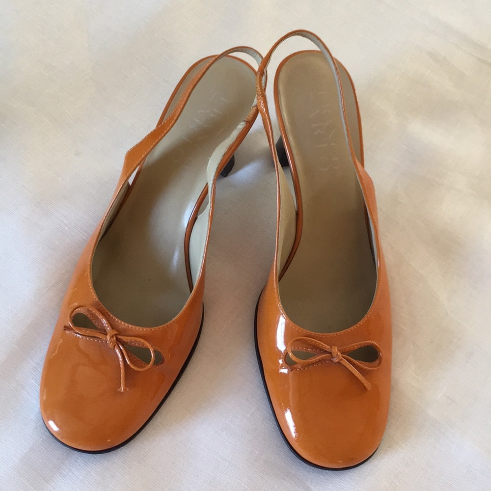 Franco Sarto Patent Orange Heels